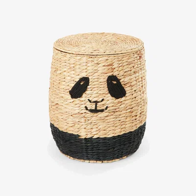 Sazy Panda Toy Basket With Lid, Natural