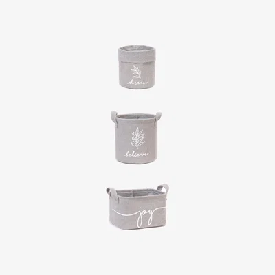 Sazy Dream, Believe - Joy Set of 3 Jute Baskets, Grey