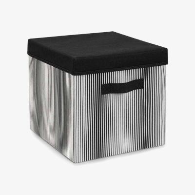 Sazy Regents Stripey Lidded Box, Black - White, L