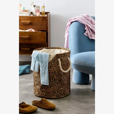 Urban Outfitters Leopard Print Laundry Basket - Brown ALL at Urban Outfitters