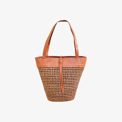 Wolf & Badger Women's Brown / Neutrals Bailey Rattan & Leather Basket | Ohsun