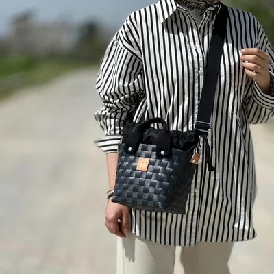 Wolf & Badger Women's Black Small Basket Bag | Yourhandbags