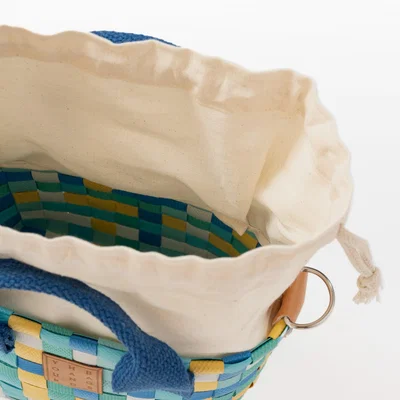 Wolf & Badger Women's Blue Aqua Small Basket Bag | Yourhandbags