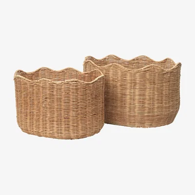 Westwing Hand-Woven Rattan Baskets Lola, Set of 2