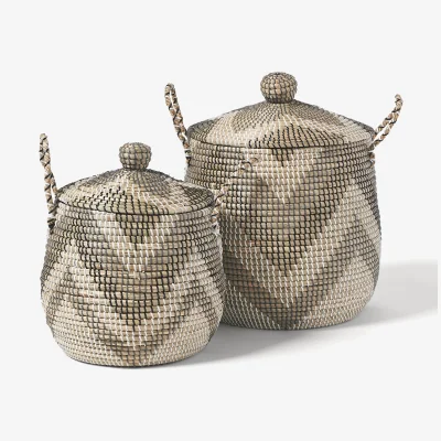 Westwing Storage Baskets Mija with Lids, Set of 2