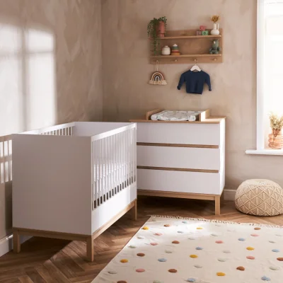 Furniture123 White Mini 2 Piece Nursery Furniture Set - Cot Bed and Changing Table - Astrid - Obaby