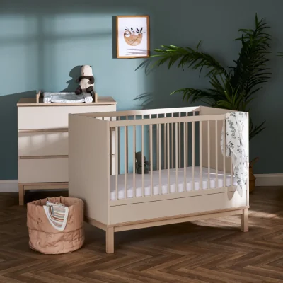 Furniture123 Satin Mini 2 Piece Nursery Furniture Set - Cot Bed and Changing Table - Astrid - Obaby