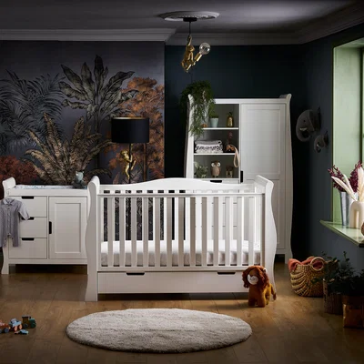 Habitat Obaby Stamford Luxe Sleigh 3 Piece Nursery Set - White