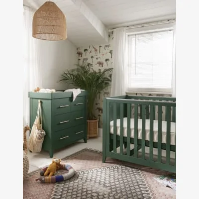 Marks & Spencer Mamas & Papas Melfi 2 Piece Cotbed Set with Dresser - Dark Green, Dark Green
