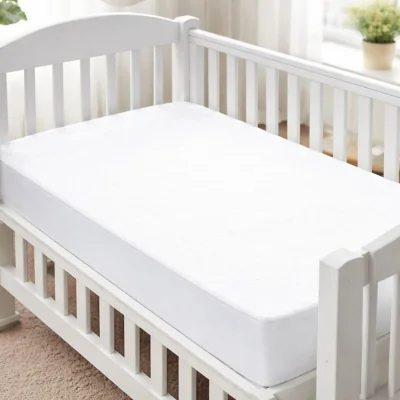 The Range Brushed Cotton Waterproof Cot Mattress Protector - White / Cot