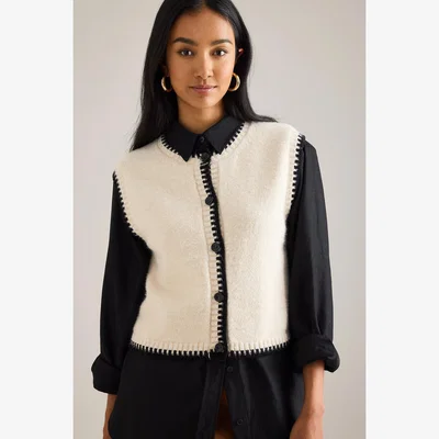 Anthropologie Maeve Blanket Stitch Knitted Vest
