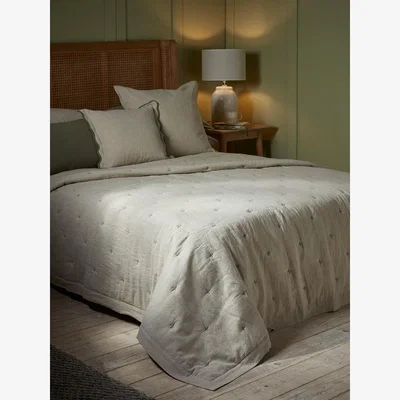 Cox and Cox Cotton Linen Kingsize Quilt - Natural