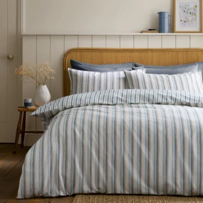 Dunelm Emily Bond Brushed Somerset Stripe 100% Cotton Duvet Cover & Pillowcase Set