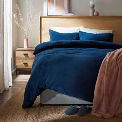 Dunelm Teddy Duvet Cover and Pillowcase Set Teddy Navy