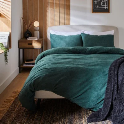 Dunelm Teddy Duvet Cover and Pillowcase Set Emerald Green