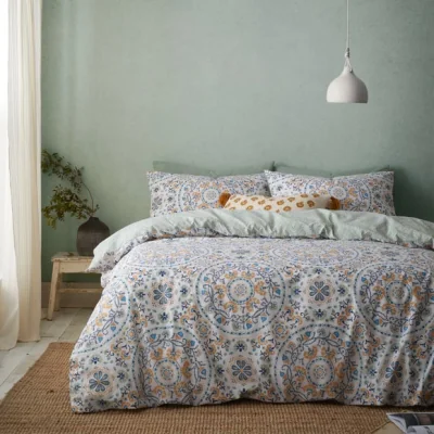 Dunelm Pineapple Elephant Safiya Mandala Green Duvet Cover and Pillowcase Set Green