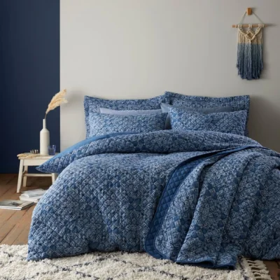 Dunelm Edie Duvet Cover & Pillowcase Set Blue