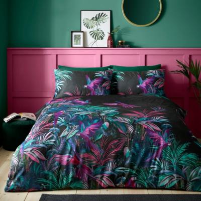 Dunelm Tropical Bird Digi Velour Duvet Cover & Pillowcase Set