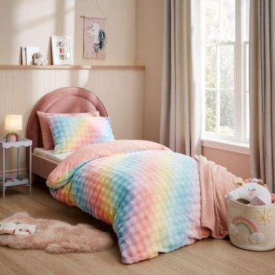 Dunelm Pastel Ombre Bubble Fleece Duvet Cover and Pillowcase Set
