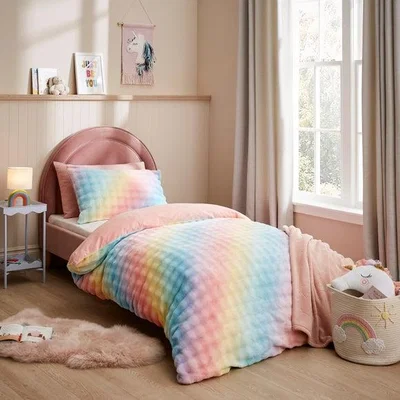 Dunelm Pastel Ombre Bubble Fleece Duvet Cover and Pillowcase Set