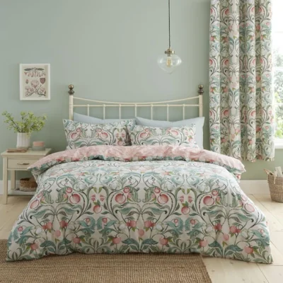 Dunelm Catherine Lansfield Clarence Floral Reversible Natural Duvet Cover & Pillowcase Set Natural
