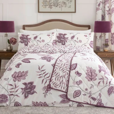Dunelm Dreams and Drapes Samira Reversible Duvet Cover and Pillowcase Set Plum Purple