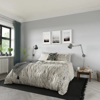 Dunelm Helena Springfield Elsa Duvet Cover and Pillowcase Set Charcoal