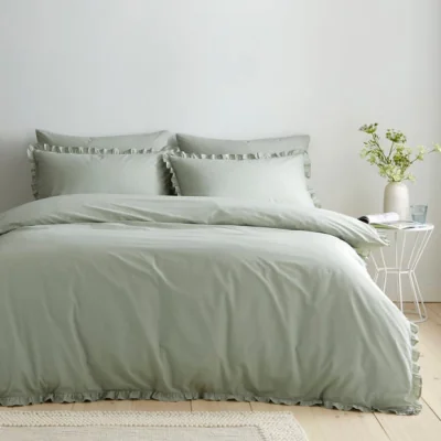 Dunelm Pure Cotton Frilled 100% Cotton Duvet Cover & Pillowcase Set