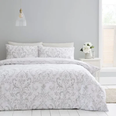 Dunelm Ashleigh Damask 100% Cotton Duvet Cover & Pillowcase Set