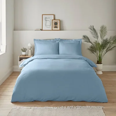 Dunelm Super Soft Microfibre Duvet Cover and Pillowcase Set Ashley Blue