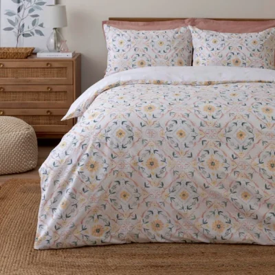 Dunelm Sofia Floral Anti-Allergy 100% Cotton Duvet Cover and Pillowcase Set MultiColoured