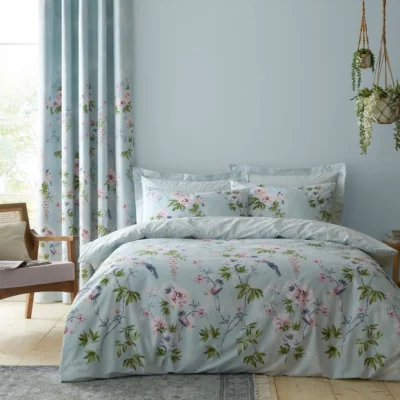 Dunelm Chinoiserie Bird Seafoam Duvet Cover and Pillowcase Set Seafoam