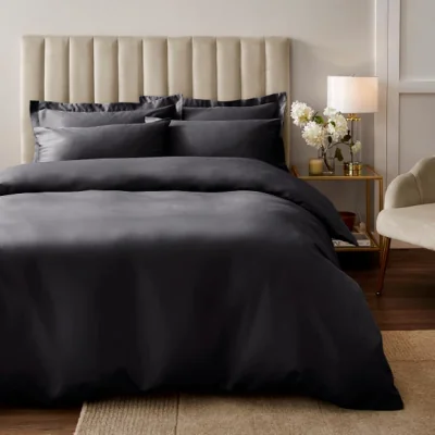 Dunelm Soft & Silky Duvet Cover and Pillowcase Set Black