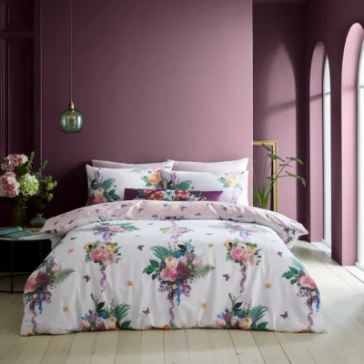 Dunelm Bridgerton By Catherine Lansfield Wallflower Duvet Cover & Pillowcase Set White