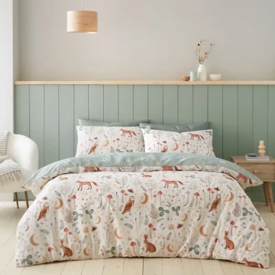 Dunelm Catherine Lansfield Enchanted Twilight Natural Duvet Cover and Pillowcase Set Natural