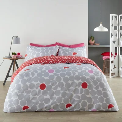 Dunelm Ingo Duvet Cover and Pillowcase Set Pink Pink