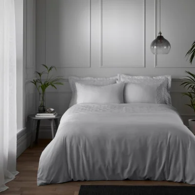Dunelm Skyler Silver Duvet Cover and Pillowcase Set Silver