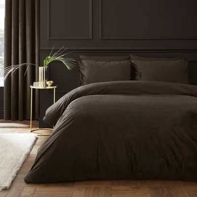 Dunelm Catherine Lansfield Kingsley Matt Velvet Duvet Cover & Pillowcase Set