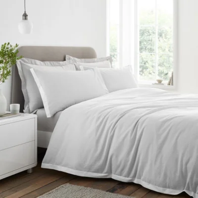 Dunelm Bianca Seersucker Woven Stripe 100% Cotton Duvet Cover & Pillowcase Set