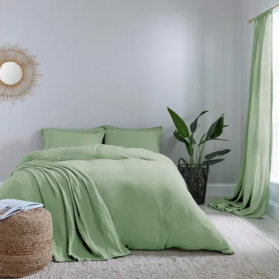 Dunelm Cotton Muslin Duvet Cover Set Sage