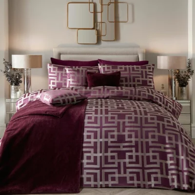 Dunelm Bardon Duvet Cover and Pillowcase Set Damson Pink Damson (Pink)