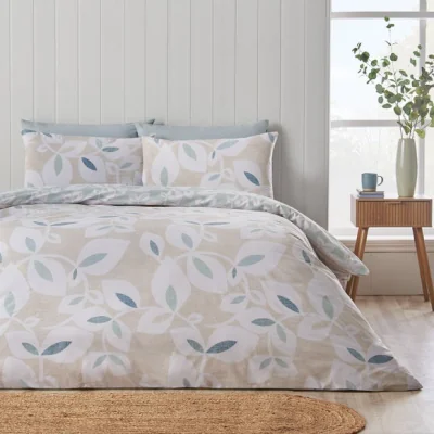 Dunelm Catherine Lansfield Inga Leaf Polycotton Duvet Cover & Pillowcase Set