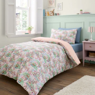 Dunelm Belle & Boo Meadow Bunnies 100% Cotton Quilt Cover and Pillowcase Set