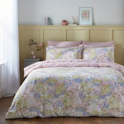 Dunelm Posie Meadow 100% Cotton Duvet Cover & Pillowcase Set