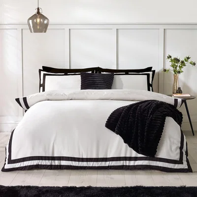 Dunelm Catherine Lansfield So Soft Mono Panel Duvet Cover & Pillowcase Set