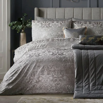 Dunelm Firenza Duvet Cover and Pillowcase Set Silver Silver