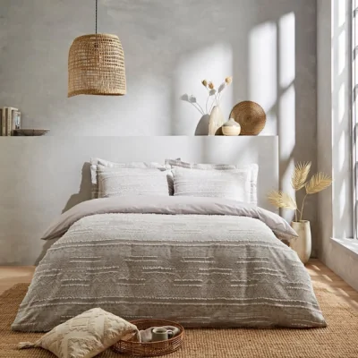 Dunelm Pineapple Elephant Enola Aztec 100% Cotton Grey Duvet Cover & Pillowcase Set Grey