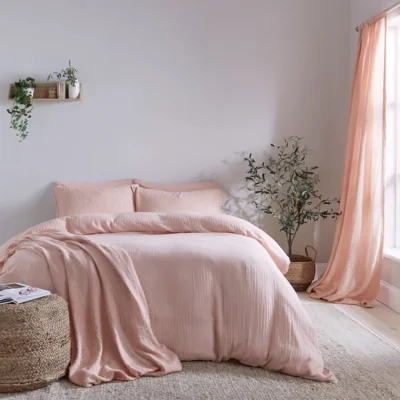 Dunelm Cotton Muslin Duvet Cover Set Blush
