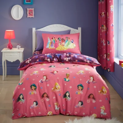Dunelm Pink Disney Princess Duvet Cover and Pillowcase Set Pink