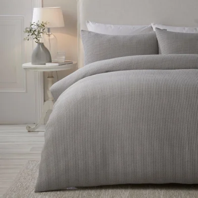 Dunelm Serene Lindly Duvet Cover and Pillowcase Set Silver